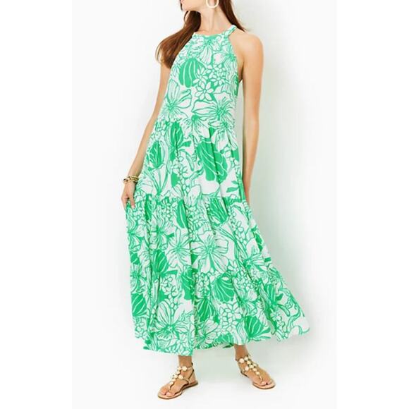 Lilly Pulitzer Beccalyn Halter Maxi Dress Size M Spearmint Green NEW NWT - Picture 4 of 14